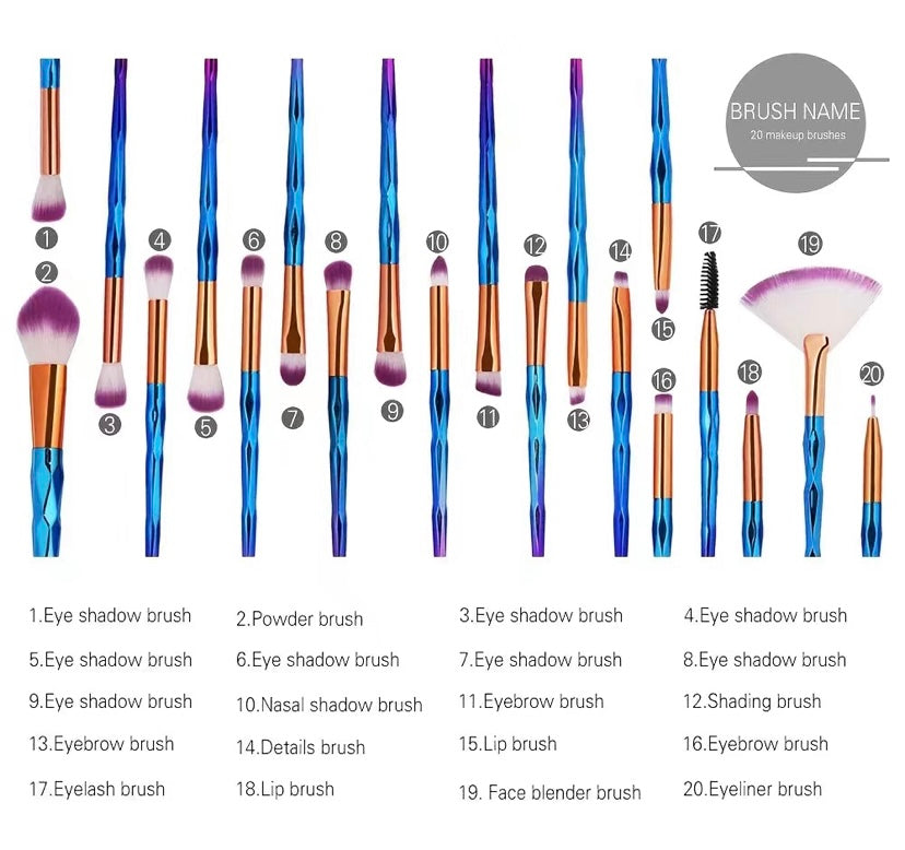 20 PCS Unicorn Makeup Brush Set🦄